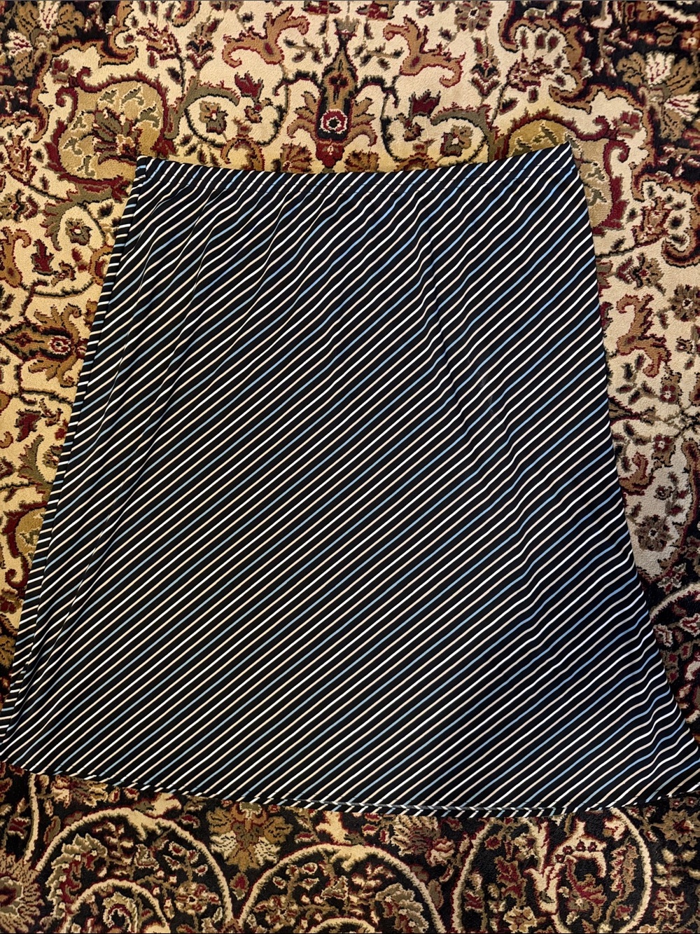 George Striped A-Line Women's Skirt - Black White Tan Blue XL 16-18